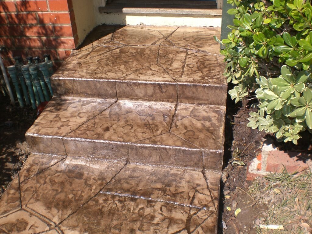 Acid stained concrete surface with rich amber finish, Las Vegas NV