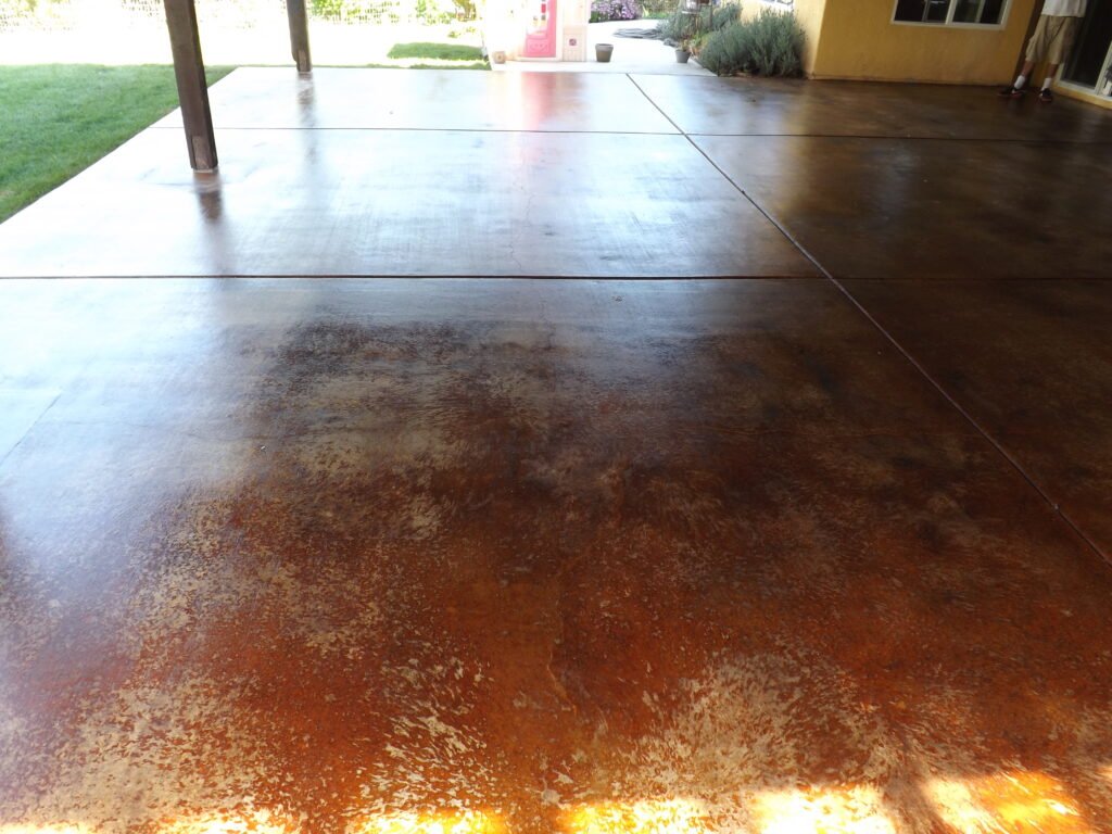 Decorative acid stained concrete with earthy amber tones, Las Vegas NV