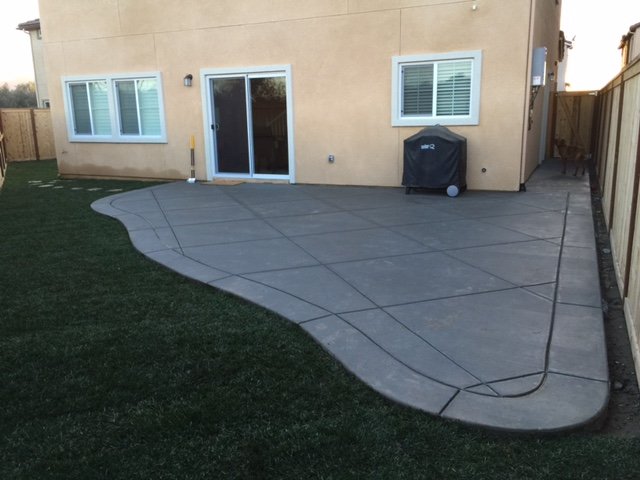Decorative concrete back slab with stamped pattern, Las Vegas NV