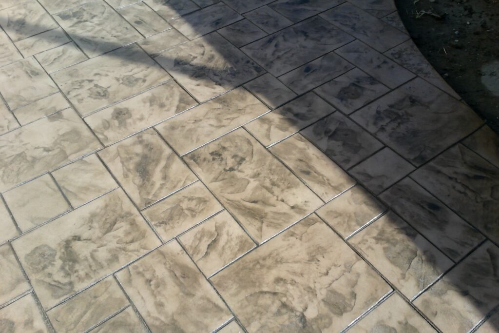 Close-up of completed decorative concrete project, Las Vegas NV