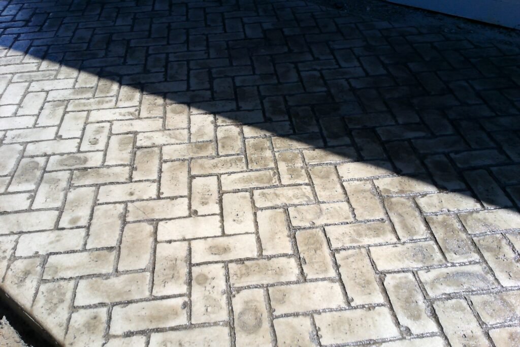 Finished stamped brick concrete surface, Las Vegas NV