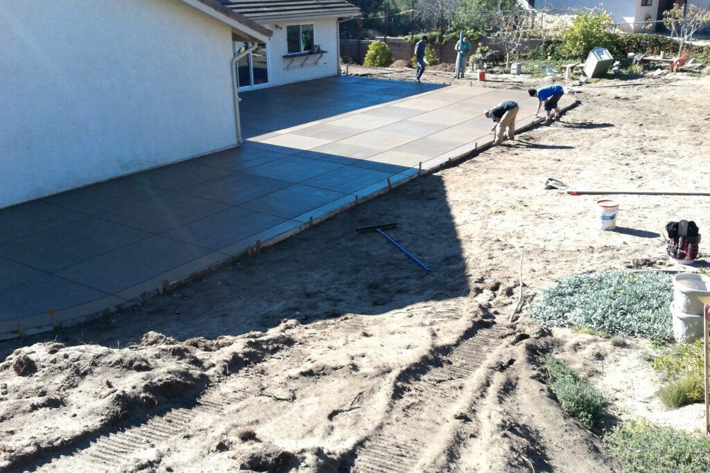 Finishing stamped concrete installation in backyard, Las Vegas NV