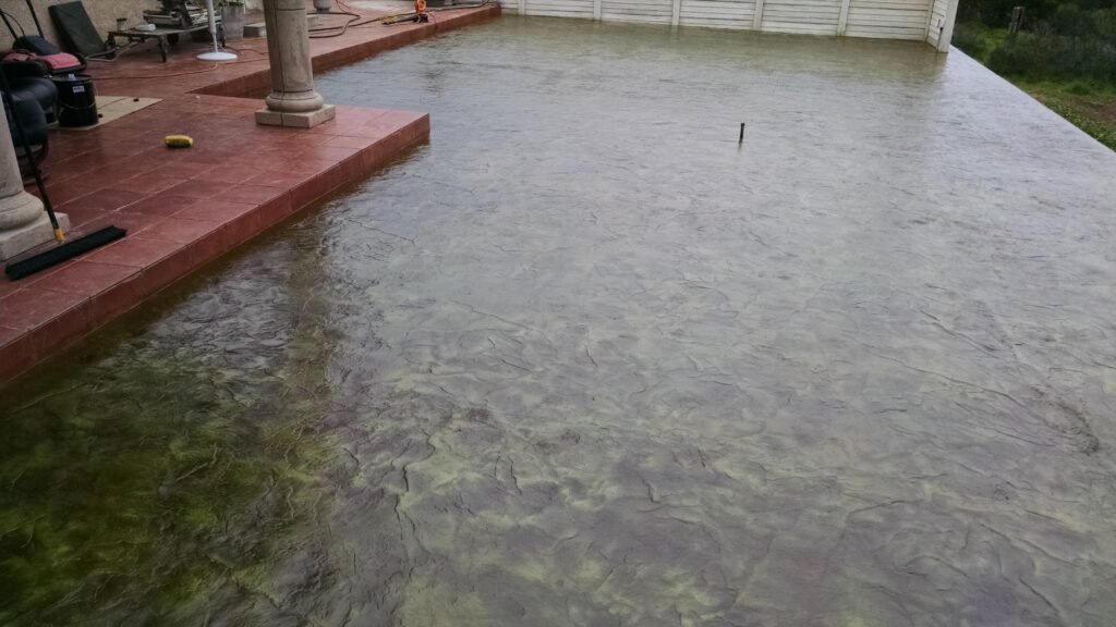 Fresh acid stain application on concrete surface, Las Vegas NV