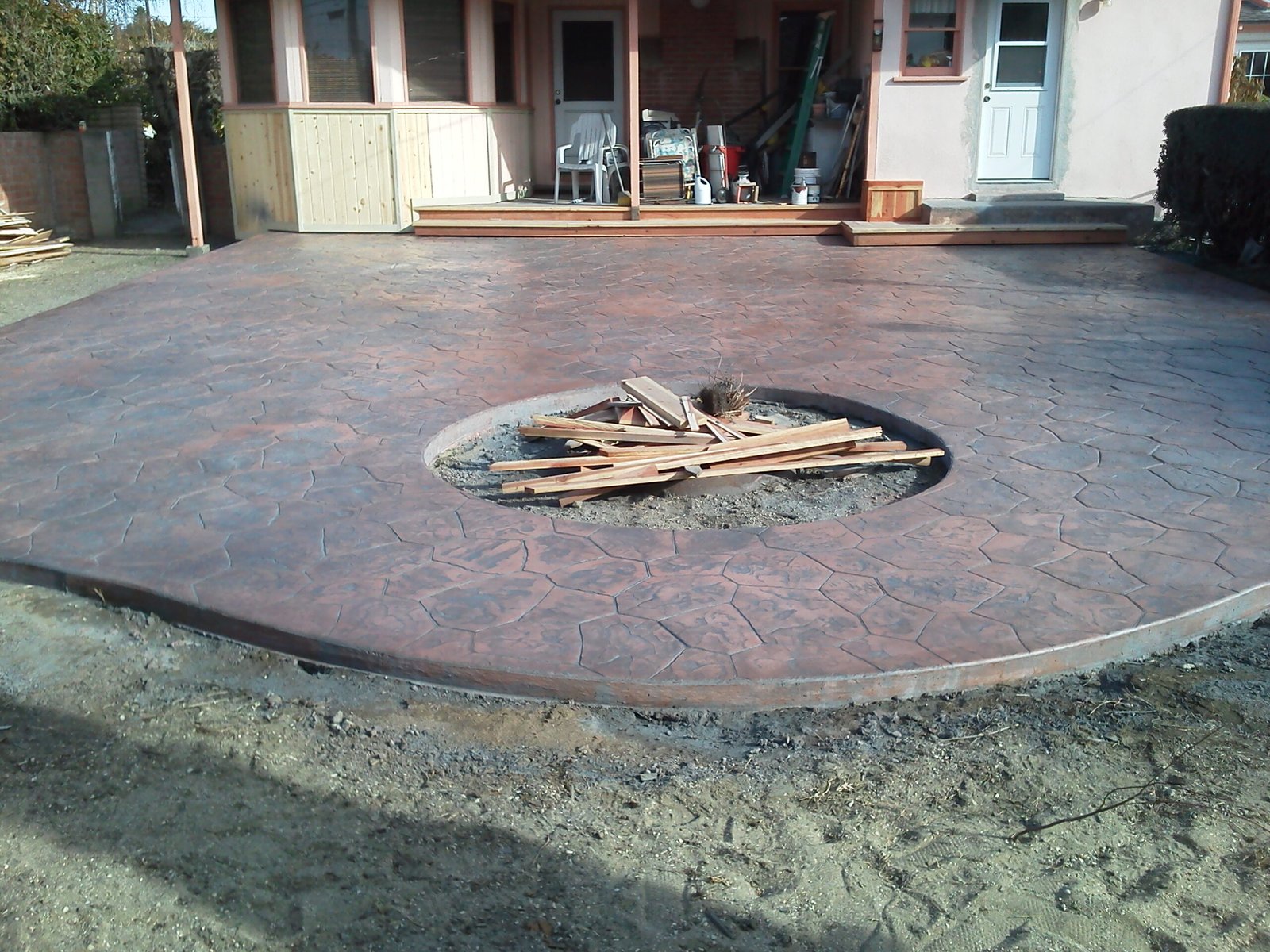 Stamped and stained decorative concrete surface, Las Vegas NV