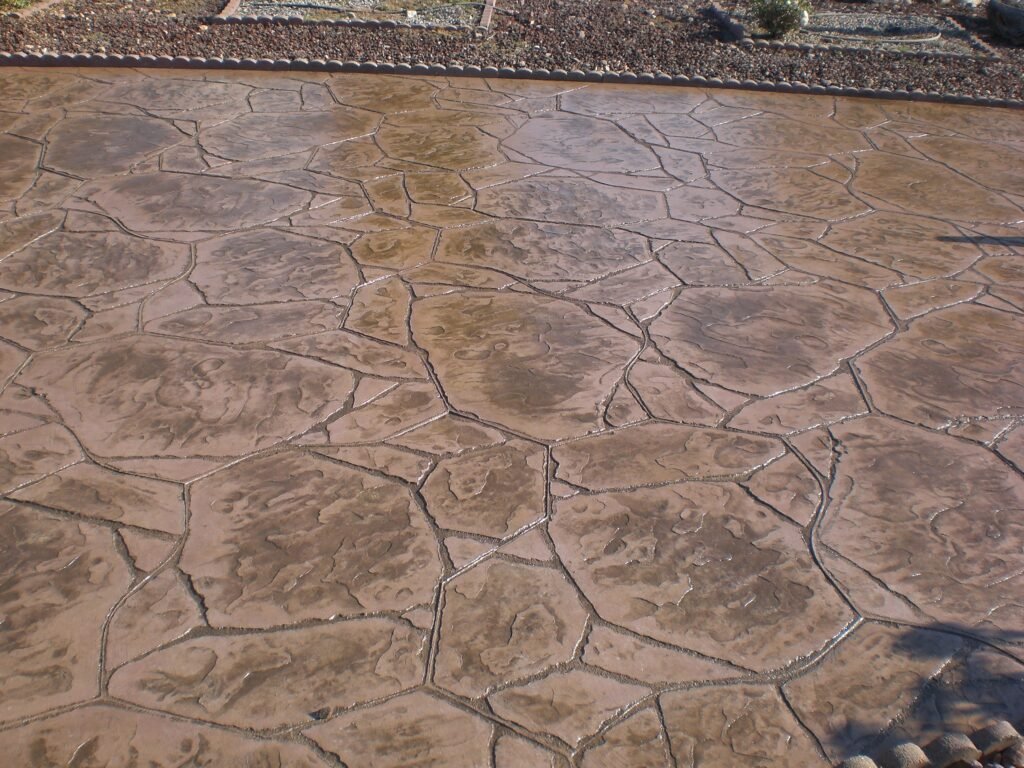 Stamped concrete back patio with textured finish, Las Vegas NV