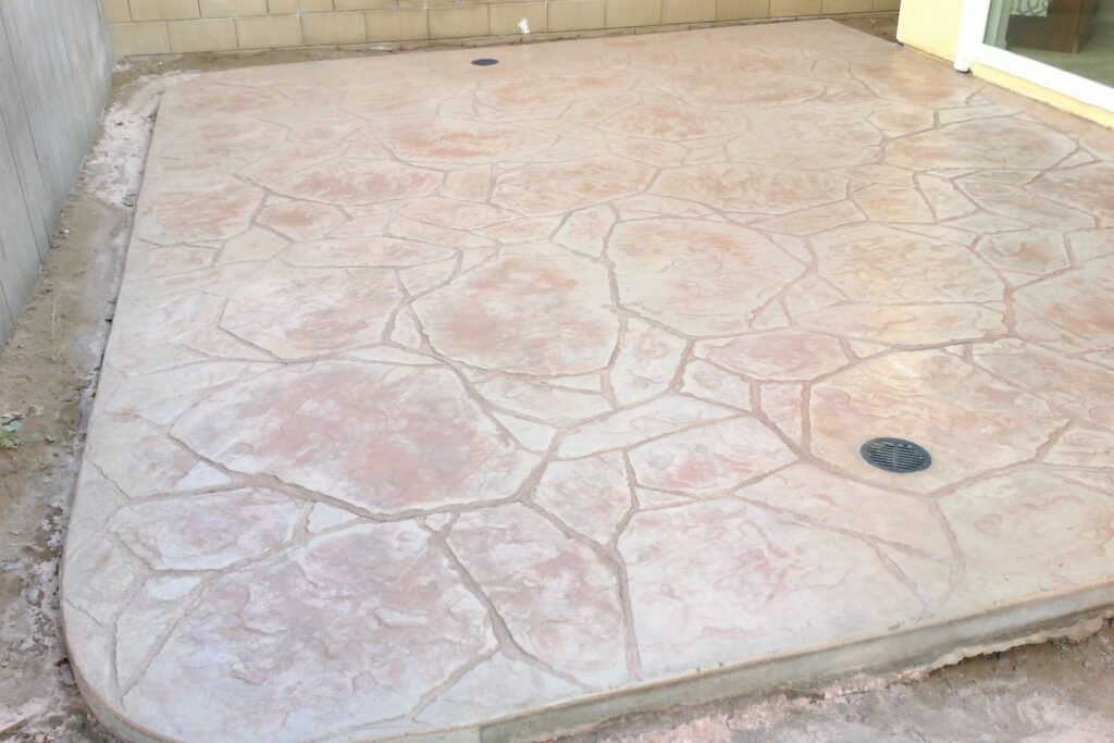 Stamped decorative concrete slab installation, Las Vegas NV